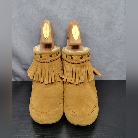 Lucky Brand‎ Leather Fringe Moccasin Booties Women Size 6 - Picture 4 of 11